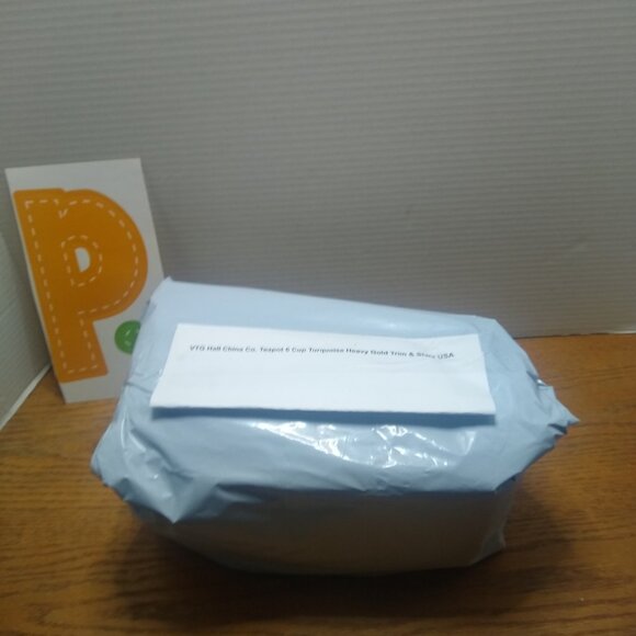 VTG Hall China Co. Teapot 6 Cup Turquoise Heavy Gold Trim & Stars USA - Picture 7 of 7